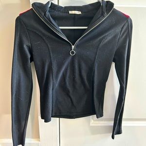 Zara black long sleeve top with quarter zip. Size S.